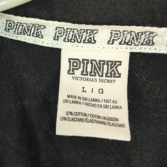Pink by Victoria Secret Top Womens Size Large Black White Pullover Quarter Zip - Picture 2 of 6